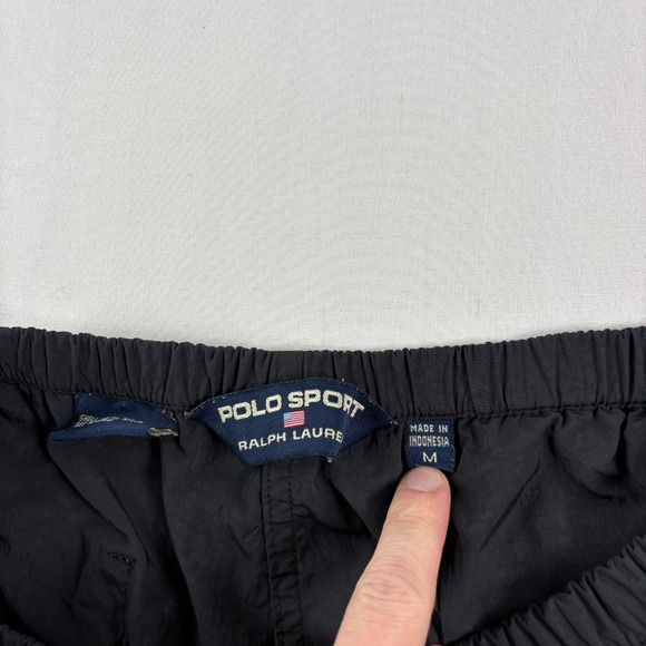 Vintage Polo Sport Ralph Lauren Track Pants Mens Medium Black Stretch Y2K - Picture 6 of 13